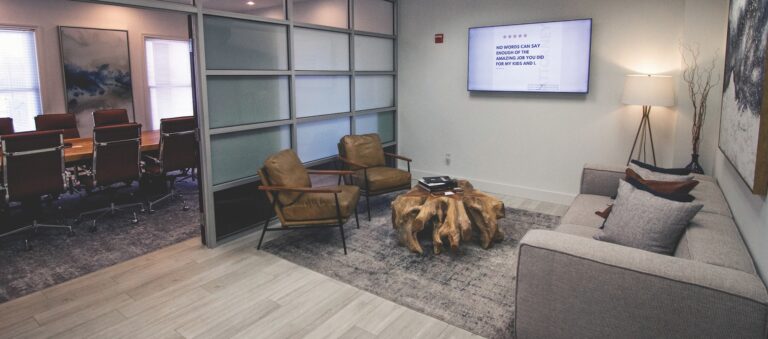 Warm and welcoming office lobby